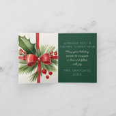 女性のクリスマス飾の水色 カード (内部)