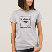 女性のグレーTシャツのビジネス名とロゴ Tシャツ (正面)