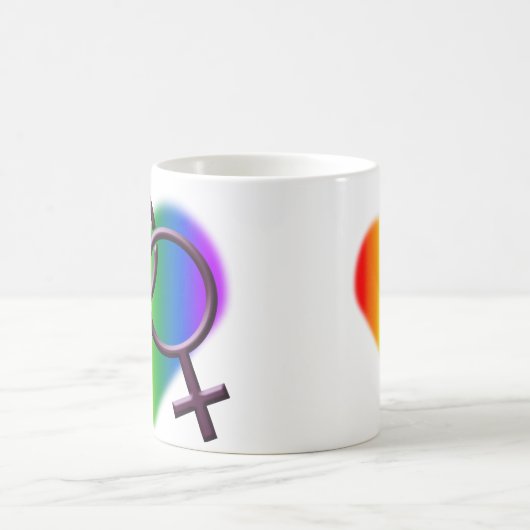 女性のゲイプライドのコップの虹愛マグ モーフィングマグカップ (中央)
