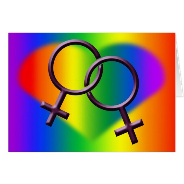 女性のゲイプライドカード レインボーラブカード (正面横)