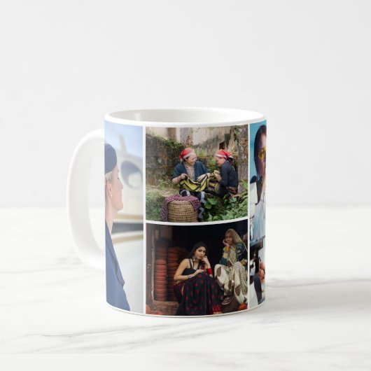 女性のコラージュ写真コーヒーマグ コーヒーマグカップ (正面左)