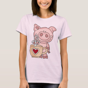 女性のコーヒーブタの絞り染めのTシャツ Tシャツ