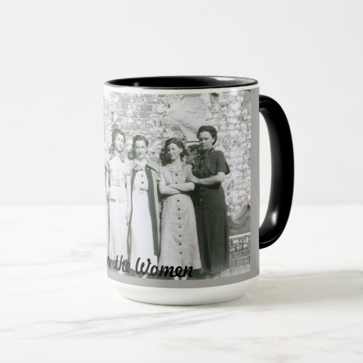 女性のコーヒー・マグを集めて下さい マグカップ (正面右)