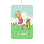 女性のゴルファーが捻れる。パーソナライズ。 カーエアーフレッシュナー (正面)