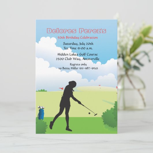 女性のゴルファーの招待状 招待状 (スタンド正面)