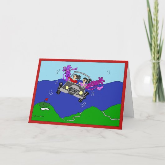 女性のゴルファーの挨拶状 カード (正面)