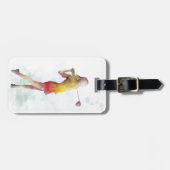 女性のゴルファー ラゲッジタグ (正面横)