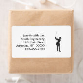 女性のゴルフ遊のシルエット ラベル (インサイチュ)