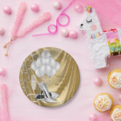 女性のゴールドシルバーシューズ誕生日パーティー紙皿 ペーパープレート (パーティー)