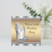 女性のゴールド誕生日パーティー 招待状 (スタンド正面)