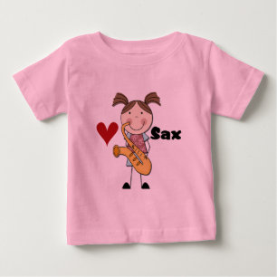 女性のサクソフォーンプレーヤーのTシャツおよびギフト ベビーTシャツ