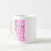 女性のサッカーマグをパーソナライズ コーヒーマグカップ (正面左)
