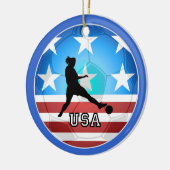 女性のサッカー セラミックオーナメント (左)