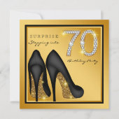 女性のサプライズ70歳の誕生日パーティー 招待状 (正面)