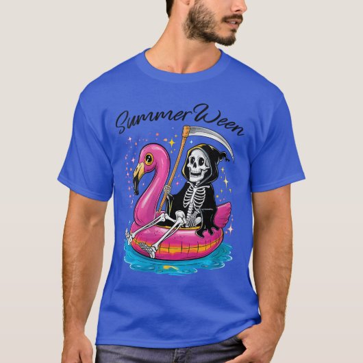 女性のサマーウィン・ビブス・スケルトン・サマー・バケーション f tシャツ (正面)
