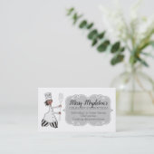 女性のシェフのアフリカ系アメリカ人のケイタリングビジネスカード 名刺 (スタンド正面)