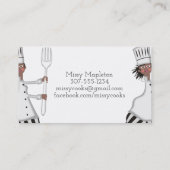 女性のシェフのアフリカ系アメリカ人のケイタリングビジネスカード 名刺 (裏面)