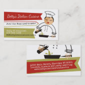 女性のシェフのオリーブ油の小鍋のイタリアンなケータリング 名刺 (正面/裏面)