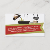 女性のシェフのオリーブ油の小鍋のイタリアンなケータリング 名刺 (裏面)