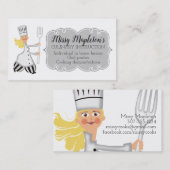 女性のシェフの金髪のフォークのケイタリングビジネスカード 名刺 (正面/裏面)