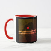 女性のシルエット、花のはすと愛 マグカップ (左)