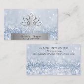 女性のシルエット 蓮の花 ヨガの指導者 青いボケ 名刺 (正面/裏面)