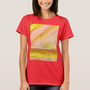 女性のジャージーのTシャツのsun湖の芸術の黄色 + 文字 Tシャツ