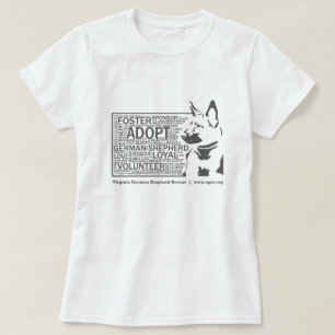 女性のジャーマン・シェパードの単語の雲の救助の灰色 Tシャツ