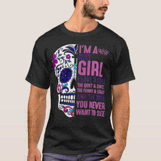 女性のスカル私は3つの側面を持っている3 5月GIrlメカン Tシャツ