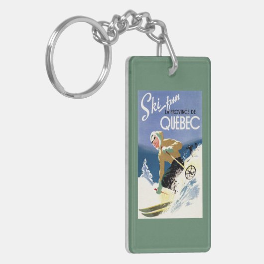 女性のスキー-英国およびフランスのなポスター キーホルダー (正面左)