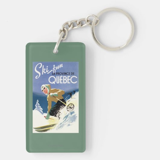 女性のスキー-英国およびフランスのなポスター キーホルダー (裏面)