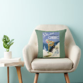 女性のスキー-英国およびフランスのなポスター クッション (椅子)