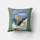 女性のスキー-英国およびフランスのなポスター クッション (裏面)