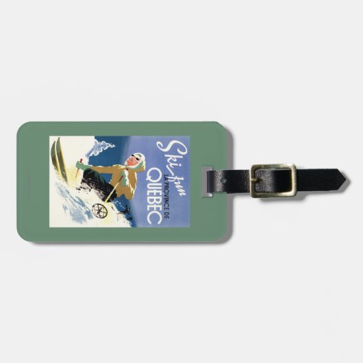 女性のスキー-英国およびフランスのなポスター ラゲッジタグ (正面横)