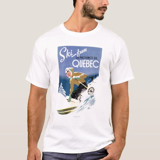 女性のスキー-英国およびフランスのなポスター Tシャツ (正面)