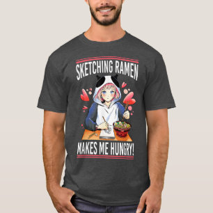女性のスケッチ用ラーメン – アニメラーメン Tシャツ