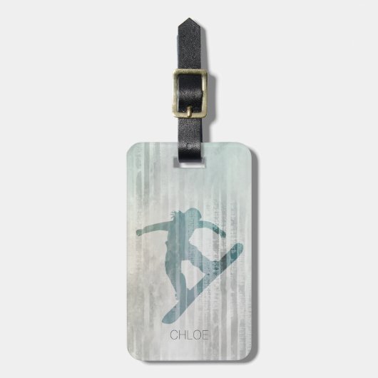 女性のスノーボーダー ラゲッジタグ (正面縦)