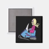 女性のスノーモービル マグネット (正面/裏面)