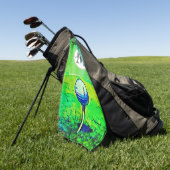 女性のタオルを離れたカラフルなモノグラムの名前のティー ゴルフタオル (グリーン)