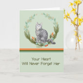 女性のタビー猫に共感できるカード カード (黄色い花)