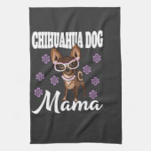 女性のチワワの犬ママ キッチンタオル (縦)