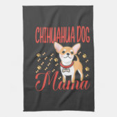 女性のチワワの犬ママ キッチンタオル (縦)