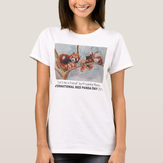 "女性のティーは友人"のであろう Tシャツ (正面)