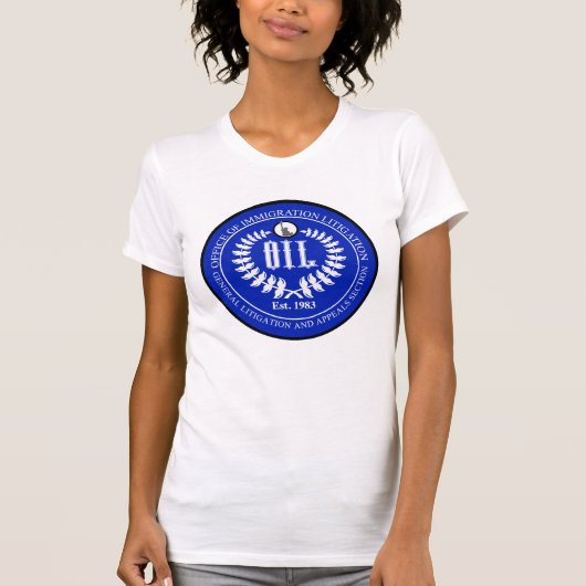 女性のティー – 青いロゴ Tシャツ (正面)