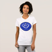 女性のティー – 青いロゴ Tシャツ (正面フル)