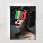 女性のテカラフルレビ頭部 ポストカード (正面/裏面)