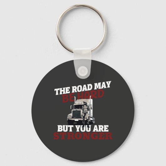 女性のトラック運転手の強い道路の弾力性の旅プライド キーホルダー (正面)