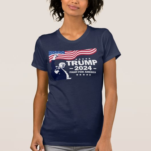 女性のトランプ2024アメリカのための戦い Tシャツ (正面)