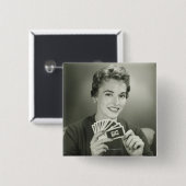 女性のトランプ 缶バッジ (正面&裏面)