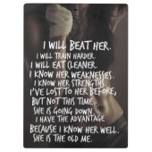 女性のトレーニングモチベーション、私は古い私をビートする クリップボード (裏面)